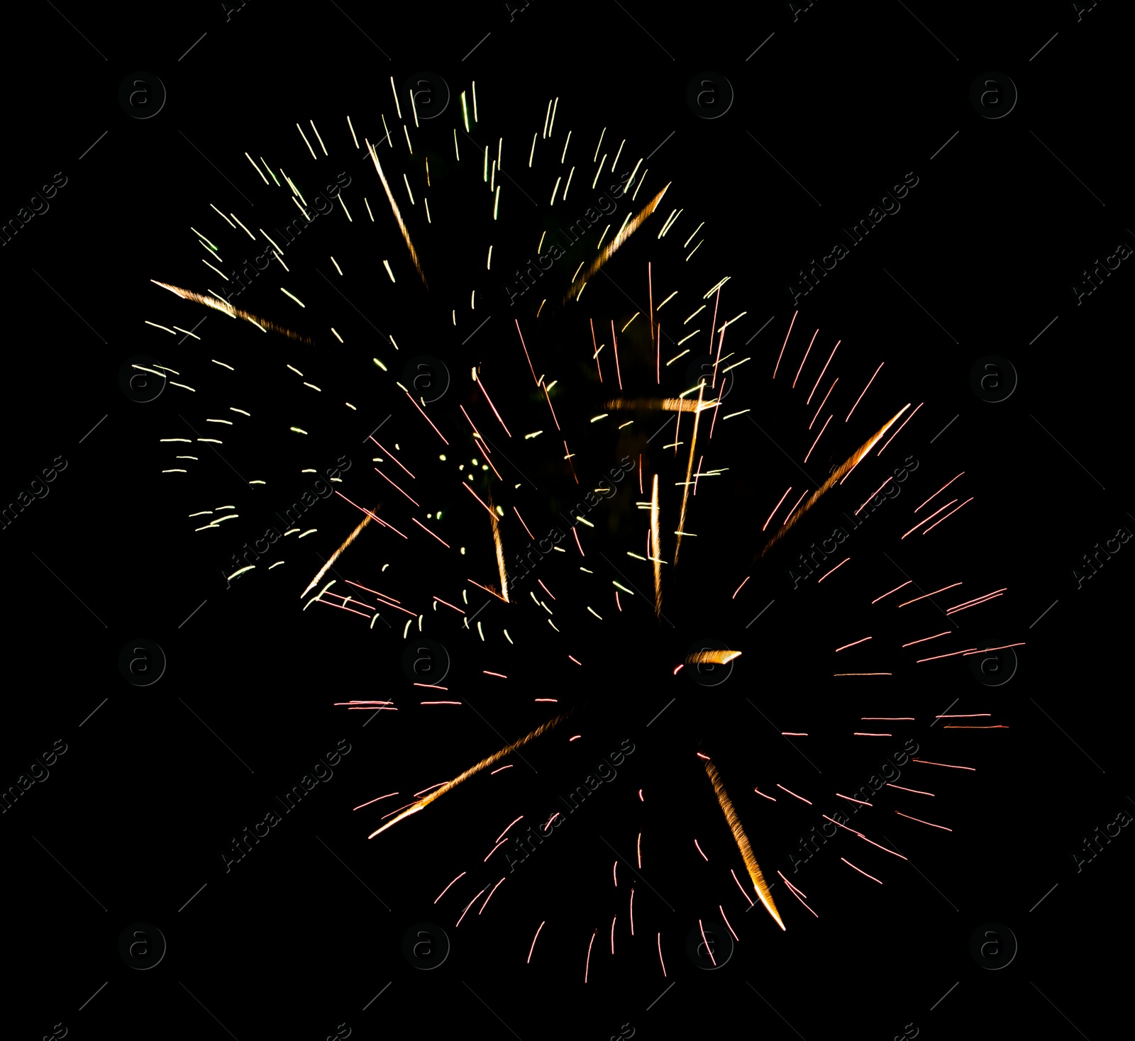 Image of Beautiful bright fireworks lighting up night sky