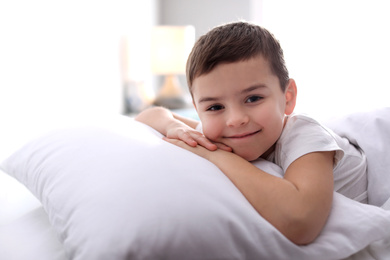 Happy cute little boy at home. Bedtime