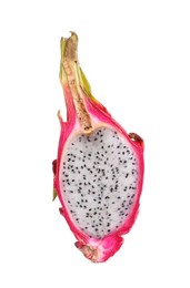 Half of exotic dragon fruit isolated on white