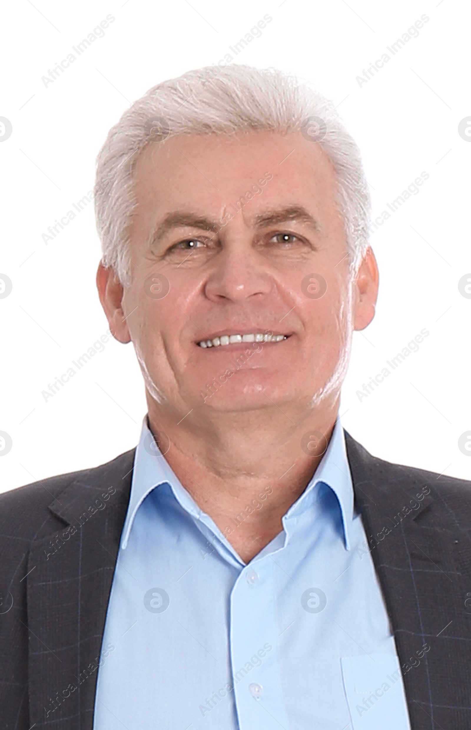 Image of Passport photo. Portrait of man on white background