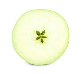 Half of fresh green apple on white background