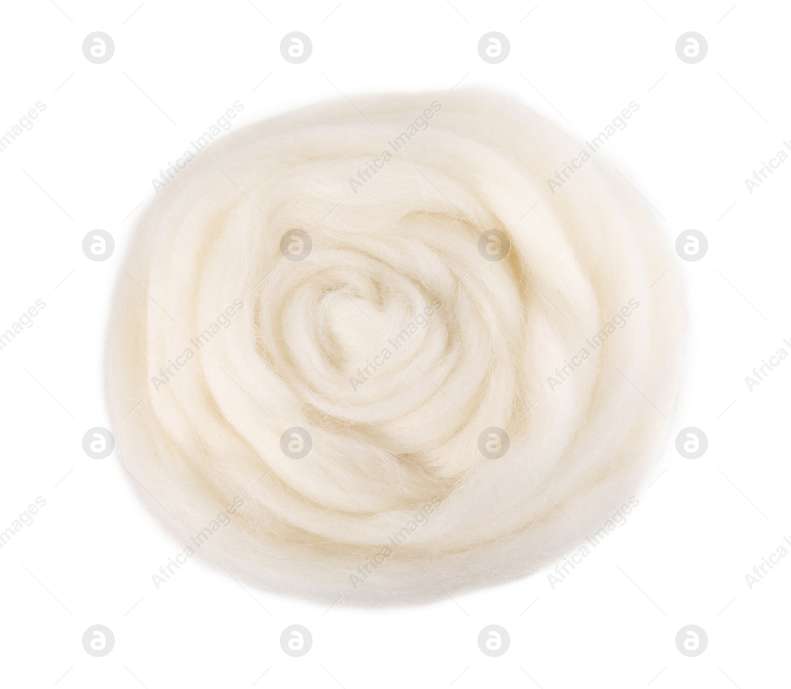 Photo of One felting wool isolated on white, top view