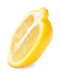 Half of ripe lemon on white background