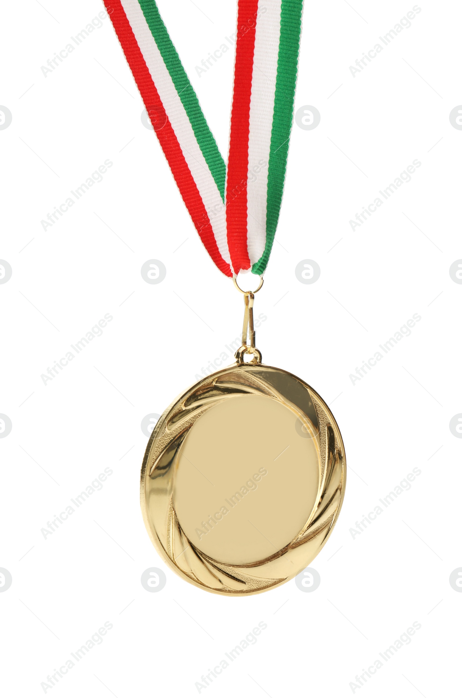 Photo of Gold medal isolated on white. Space for design