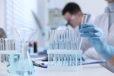 Photo of Scientists working with samples in laboratory. Medical research