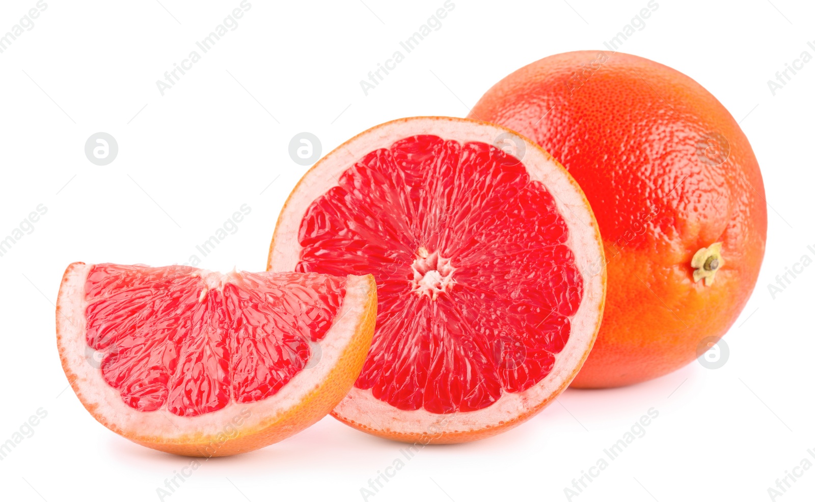 Photo of Fresh ripe grapefruits isolated on white. Citrus fruit