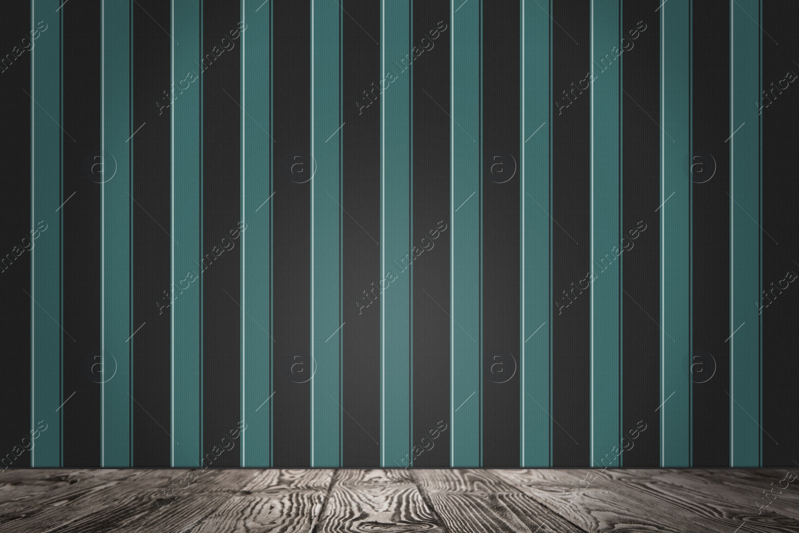 Image of Striped wallpaper and wooden floor in room