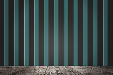 Image of Striped wallpaper and wooden floor in room