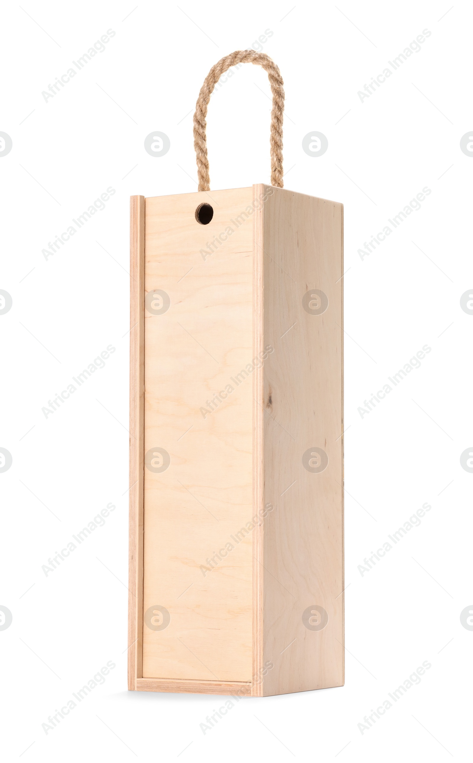 Photo of One wooden wine box isolated on white