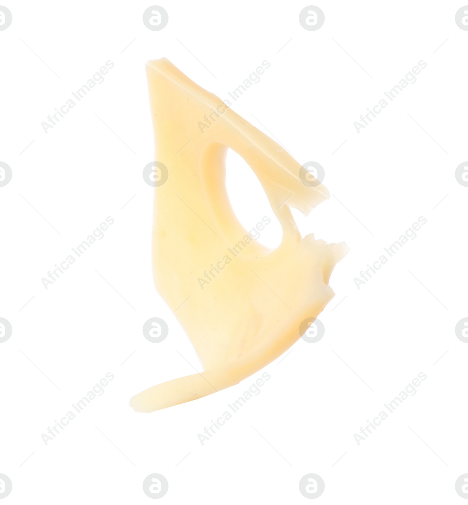 Photo of Piece of tasty cheese isolated on white