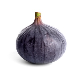 Whole ripe purple fig on white background