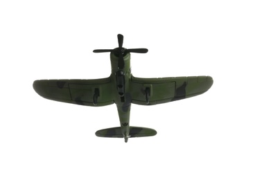 Vintage toy military airplane on white background