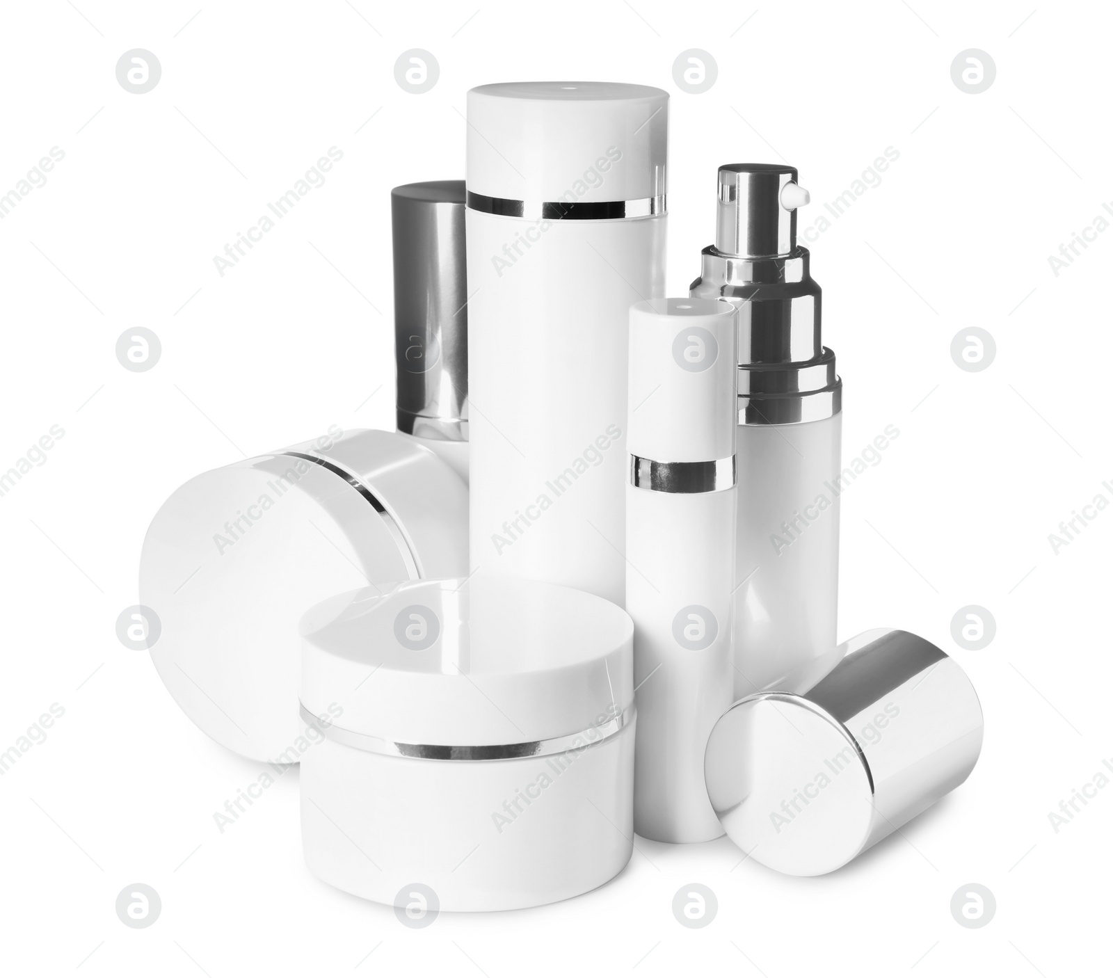 Photo of Set of luxury cosmetic products isolated on white