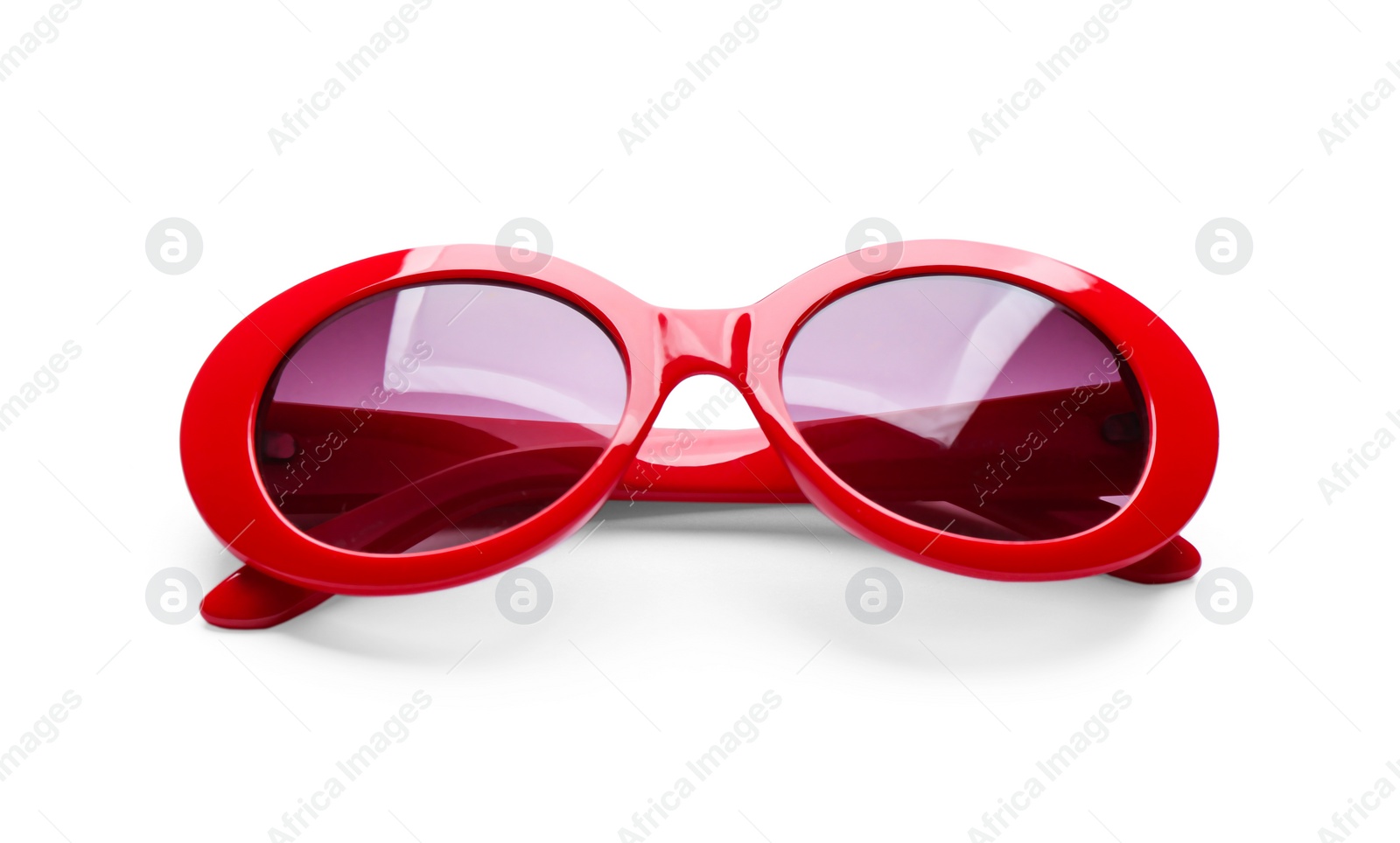 Photo of Stylish sunglasses on white background. Fashionable accessory