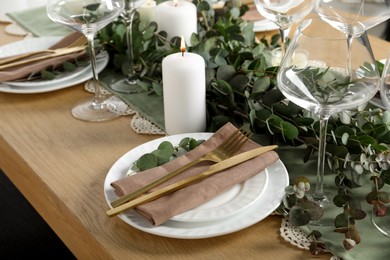 Stylish elegant table setting for festive dinner