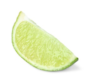 Photo of Slice of fresh green ripe lime isolated on white