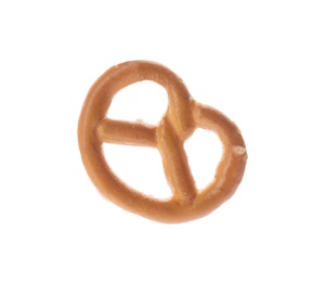 Photo of Delicious crispy pretzel cracker isolated on white