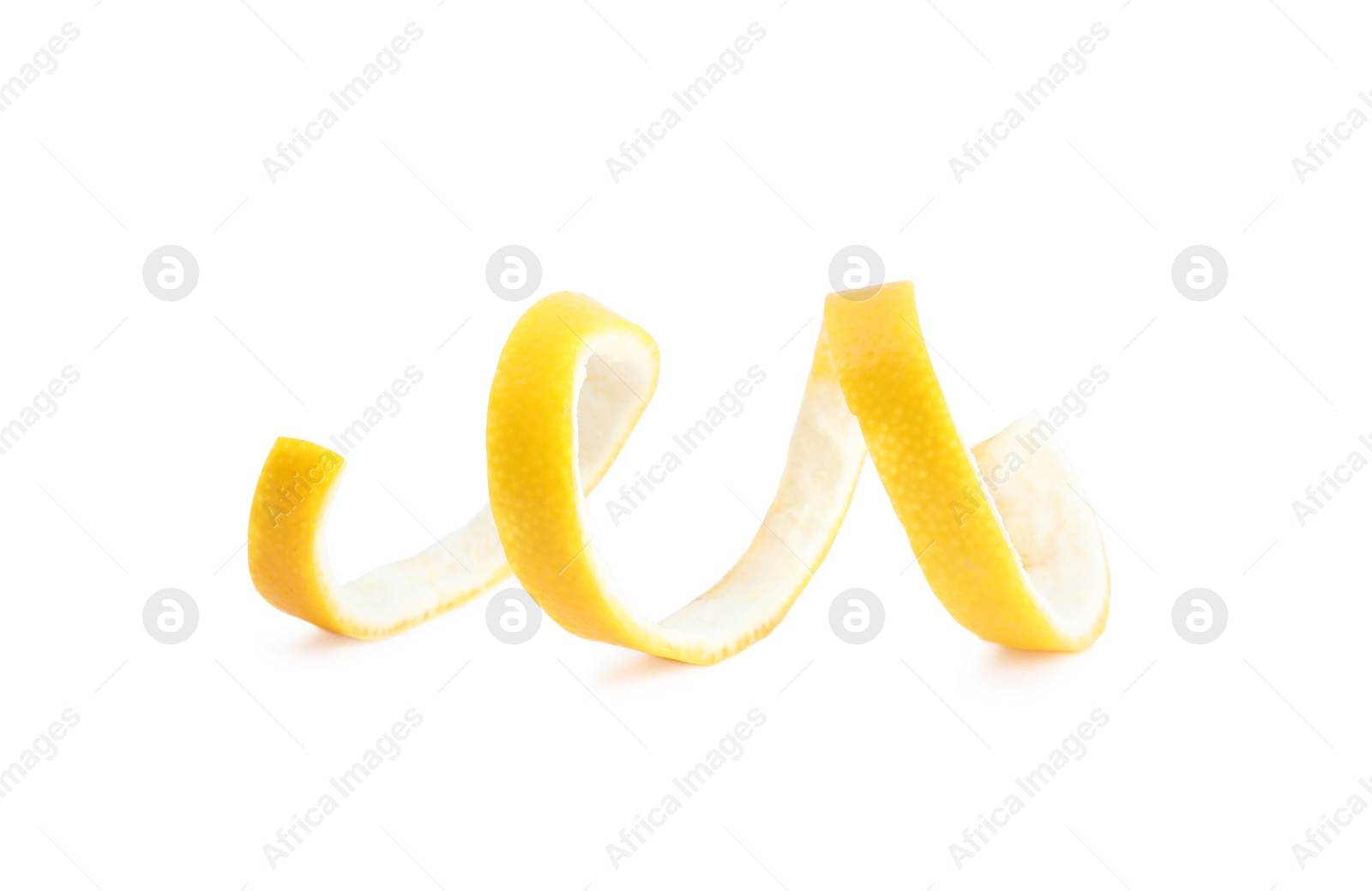 Photo of Fresh peel of lemon on white background
