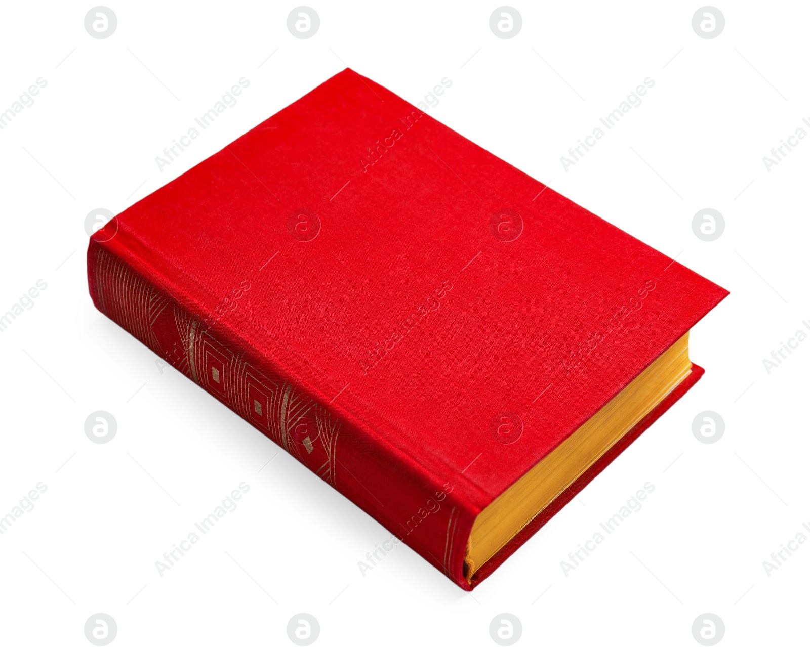 Photo of Book with blank red cover on white background