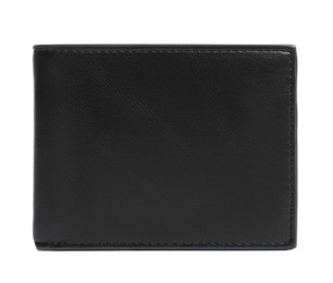 Stylish black leather wallet isolated on white