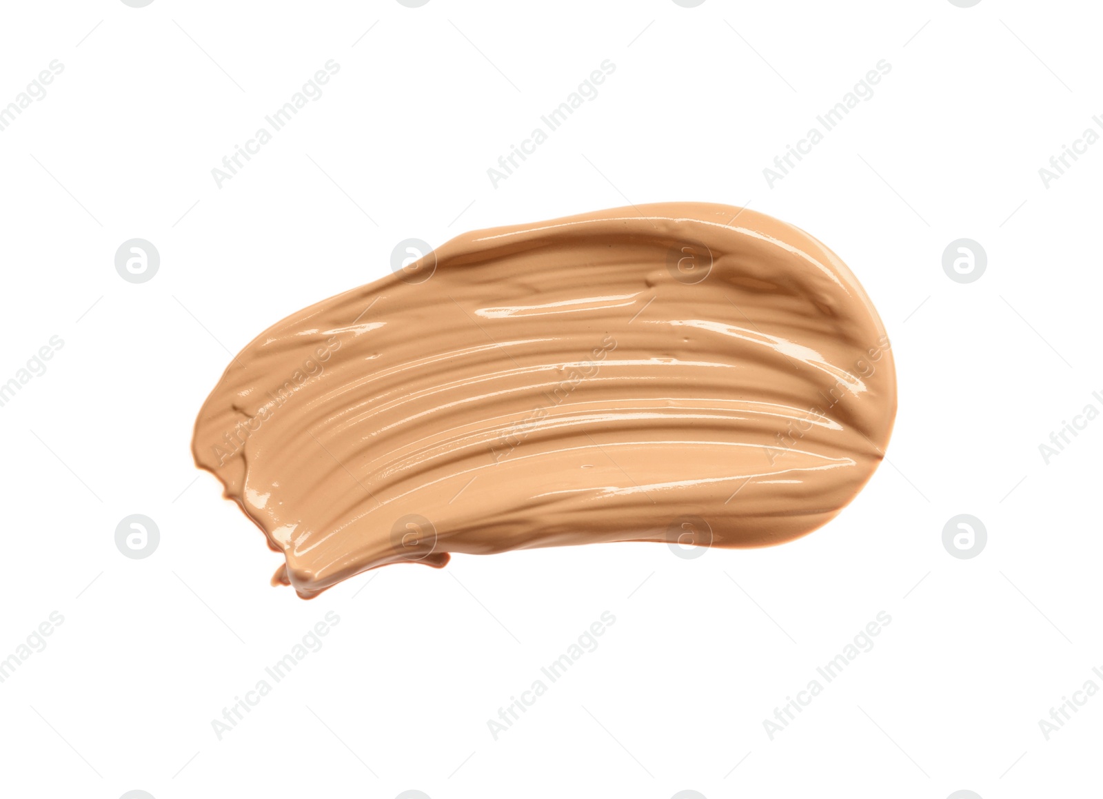 Photo of Smear of liquid skin foundation isolated on white, top view