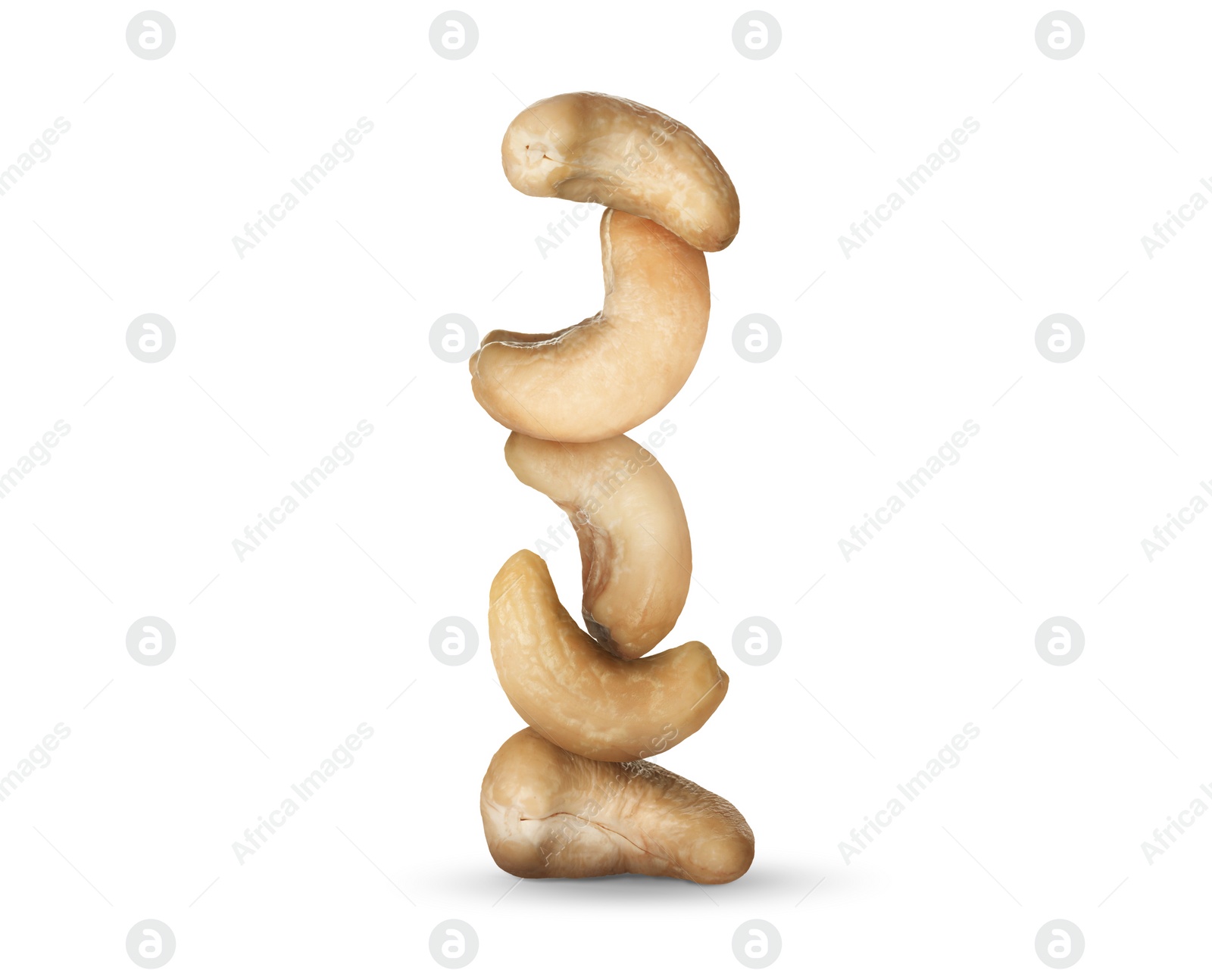 Image of Stack of cashew nuts on white background