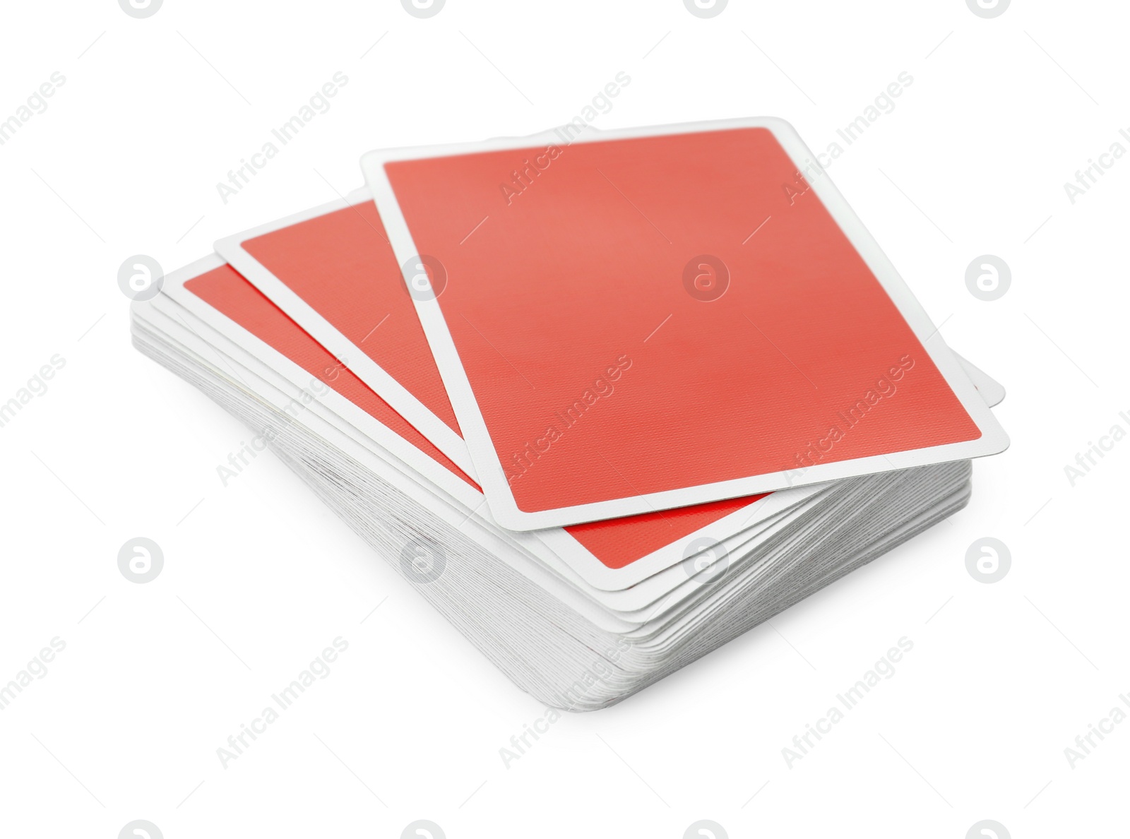 Photo of Deck of playing cards on white background