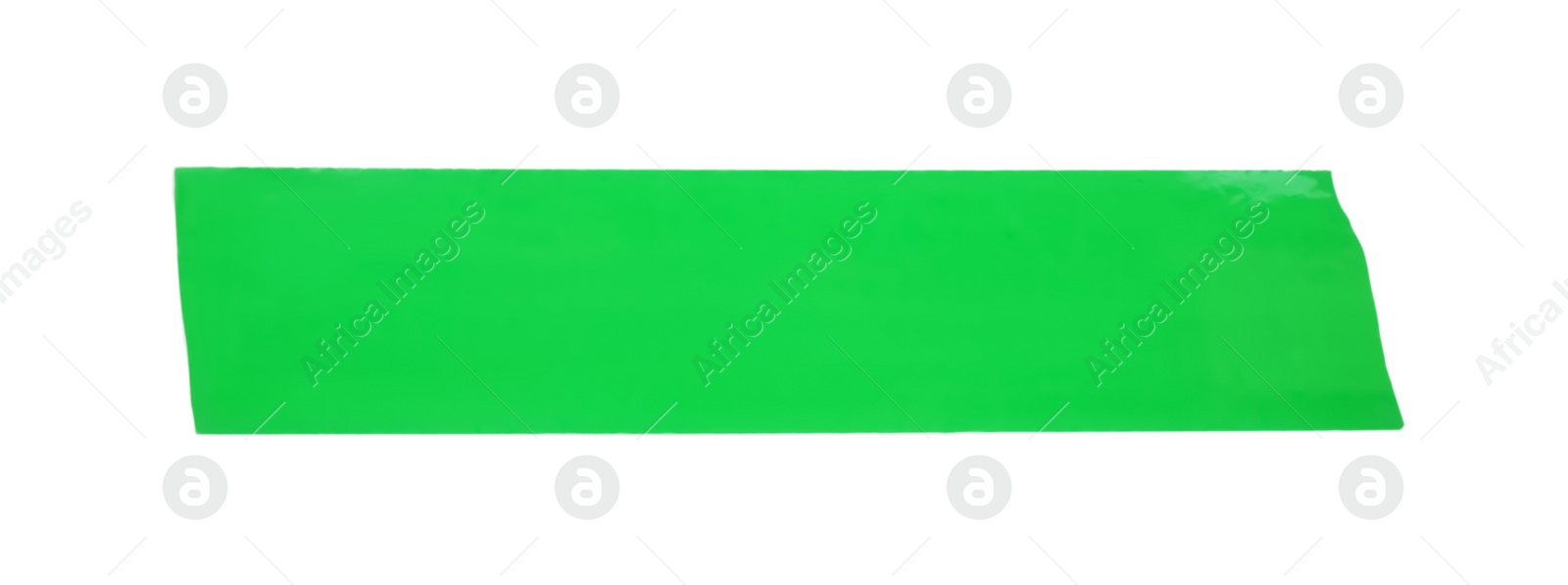 Photo of Piece of green adhesive tape isolated on white, top view