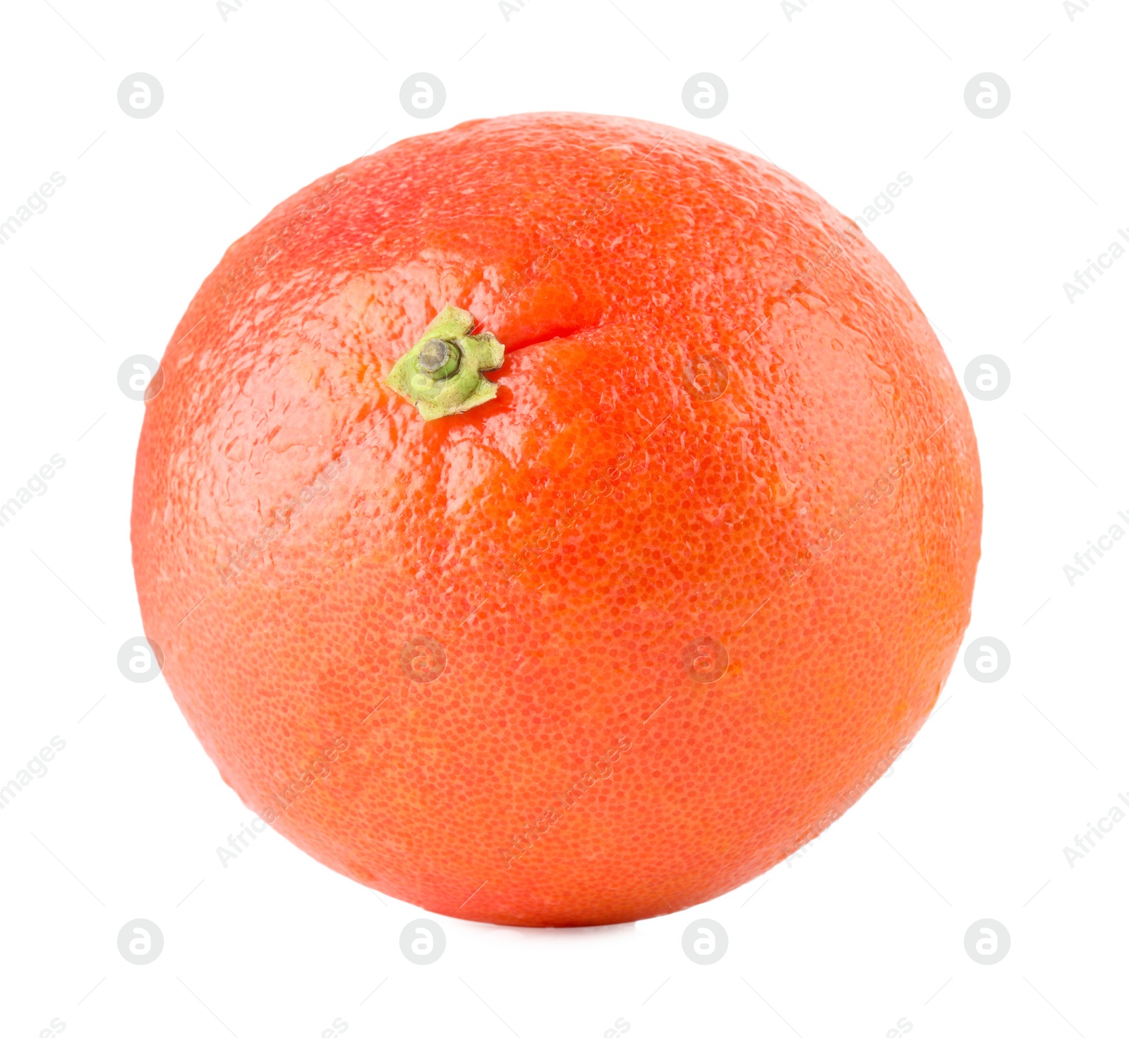 Photo of Fresh ripe grapefruit with water drops isolated on white. Citrus fruit