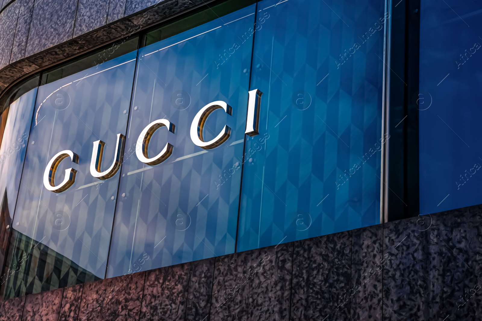 Photo of Warshaw, Poland - May 14, 2022: Facade of Gucci fashion store