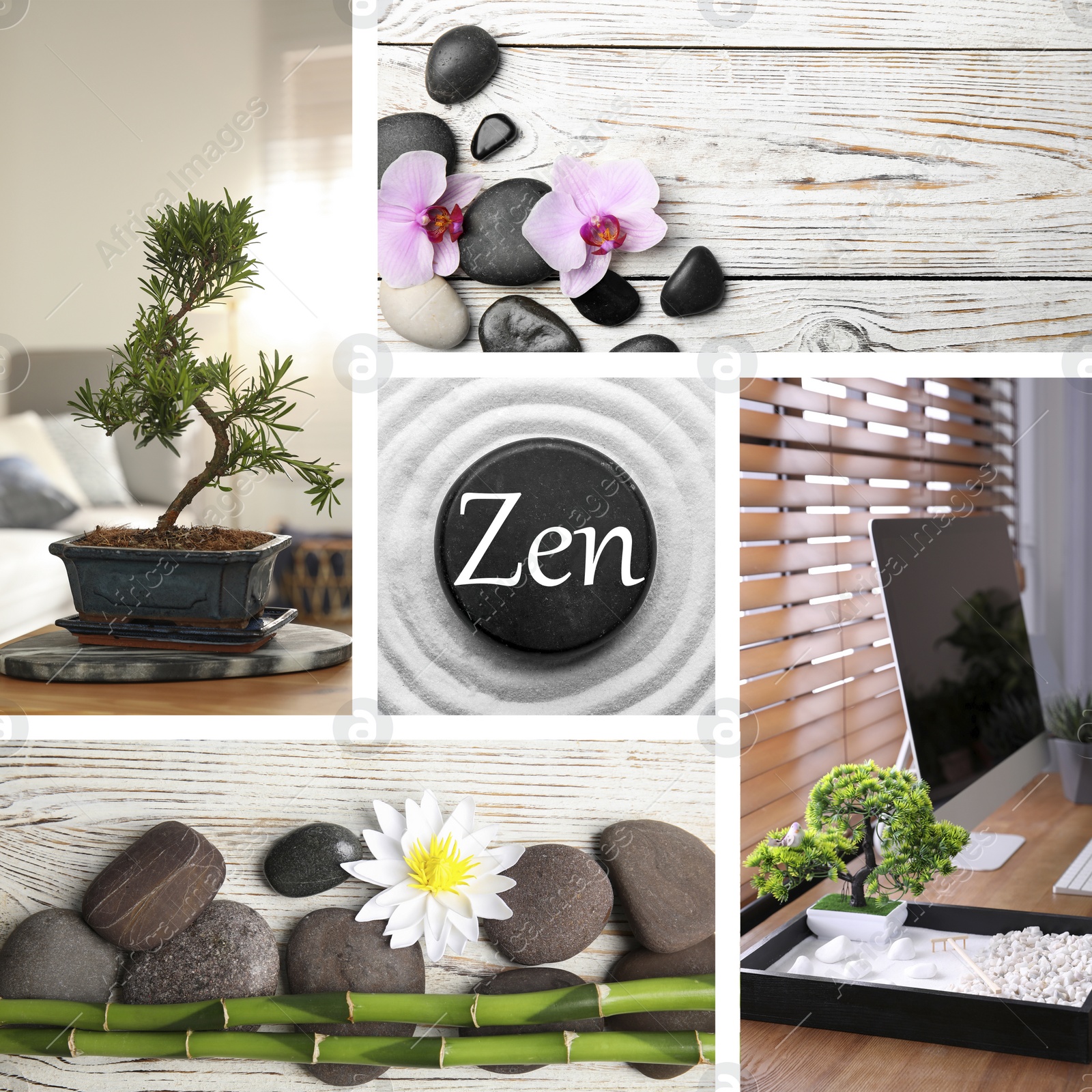 Image of Collage of beautiful photos. Zen and harmony