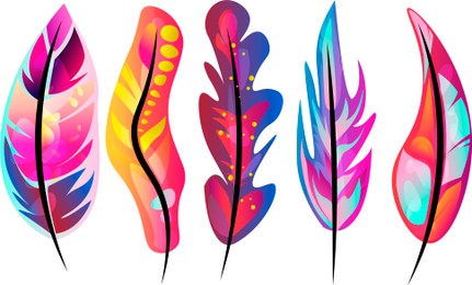 Illustration of Many beautiful feather on white background, illustration