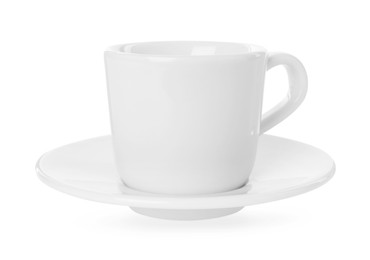 Ceramic cup with saucer isolated on white