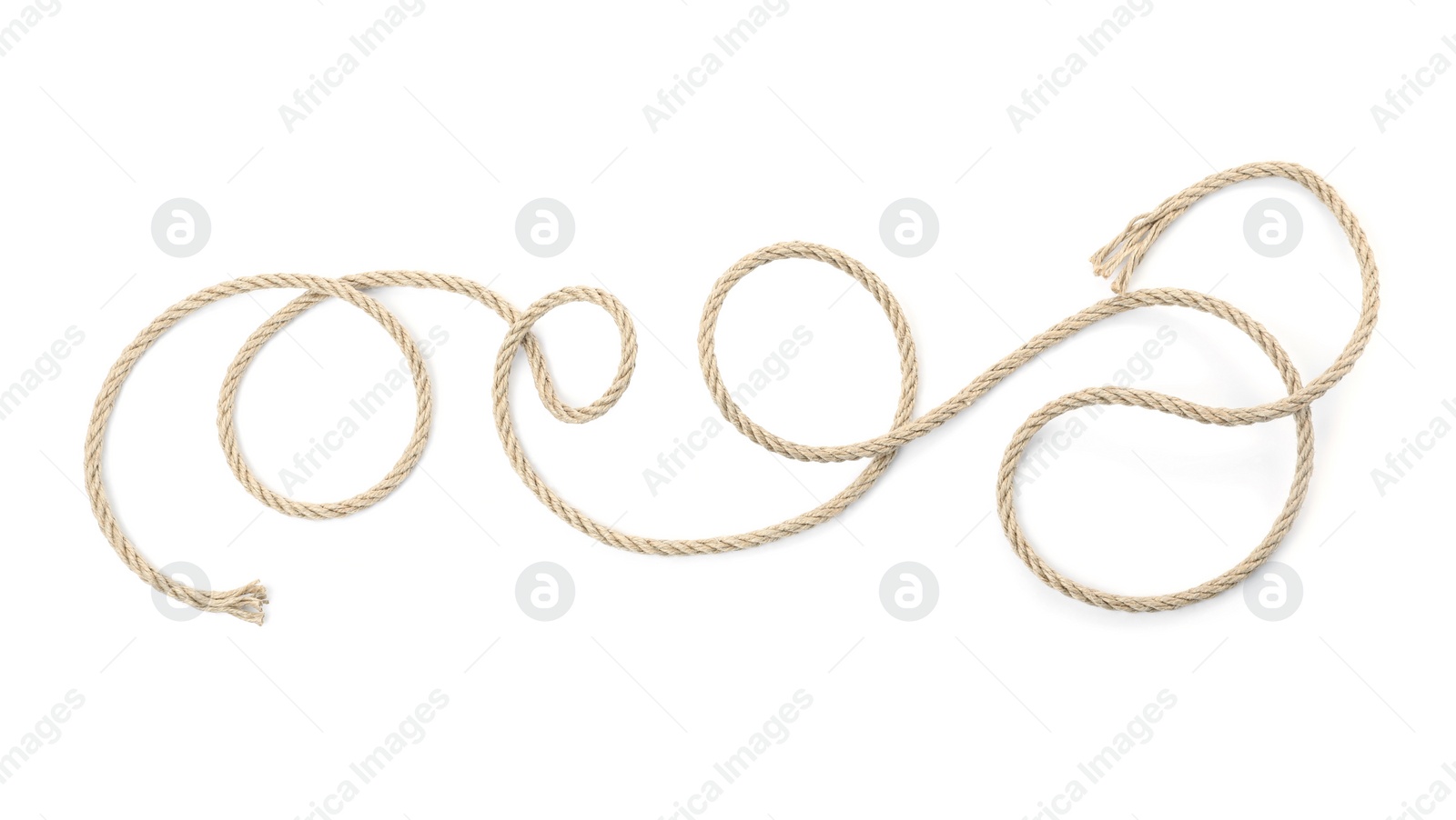 Photo of Hemp rope isolated on white, top view