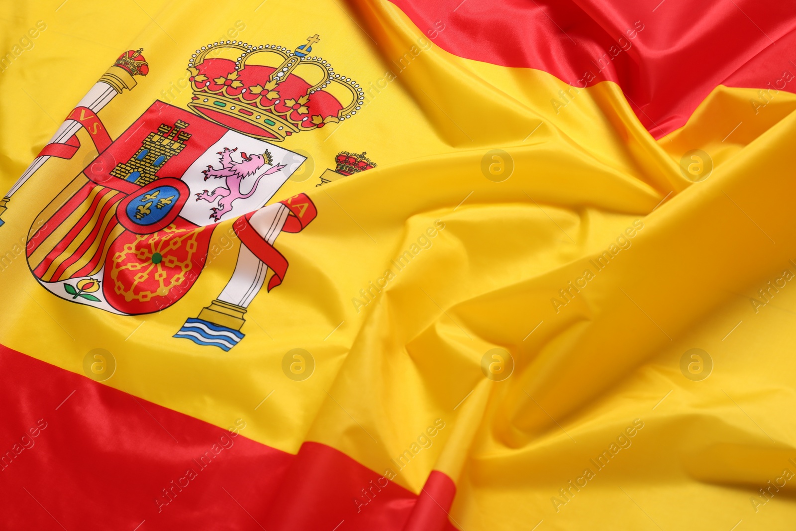 Photo of Flag of Spain as background, closeup. National symbol