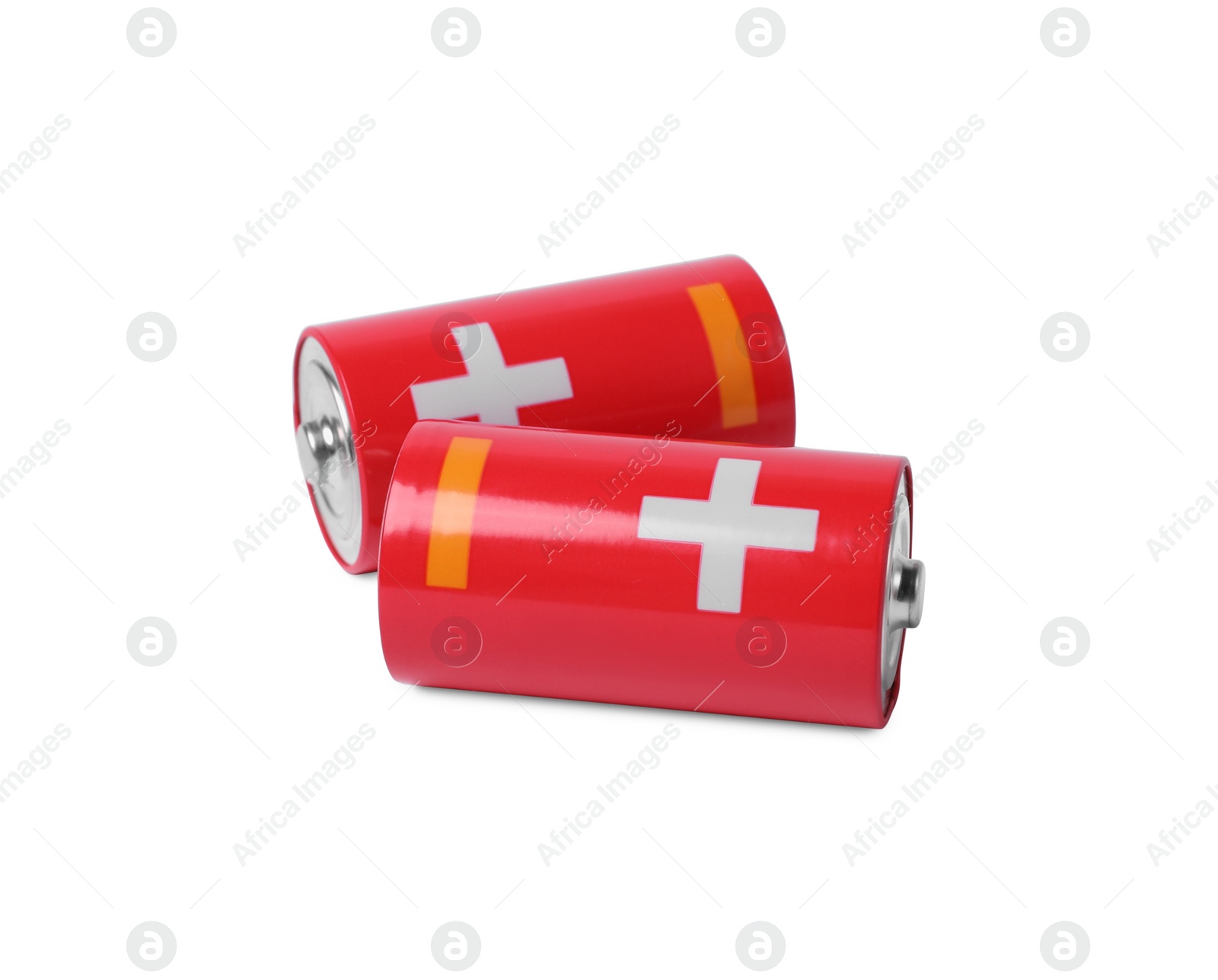 Photo of New C size batteries isolated on white