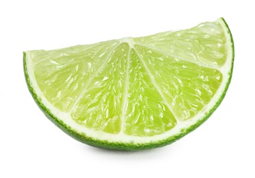 Photo of Slice of fresh green ripe lime isolated on white