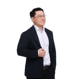 Photo of Businessman in suit posing on white background