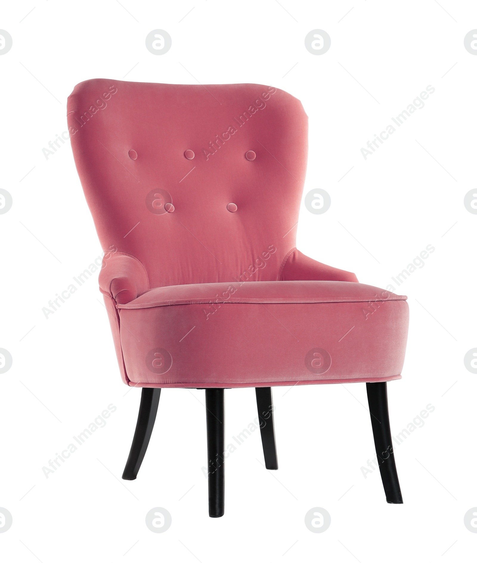 Image of One comfortable blush color armchair isolated on white