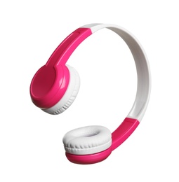 Photo of Stylish headphones with pads on white background