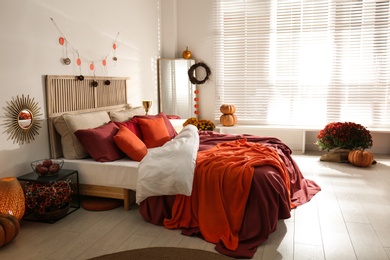 Photo of Cozy bedroom interior inspired by autumn colors