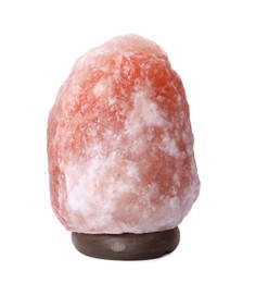 Pink Himalayan salt lamp isolated on white