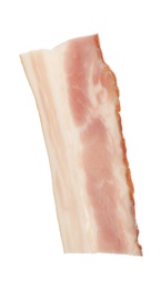 Photo of Cut fresh tasty bacon on white background