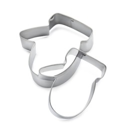 Mitten shaped cookie cutters on white background