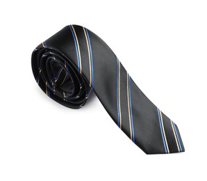 One striped necktie isolated on white. Men's accessory