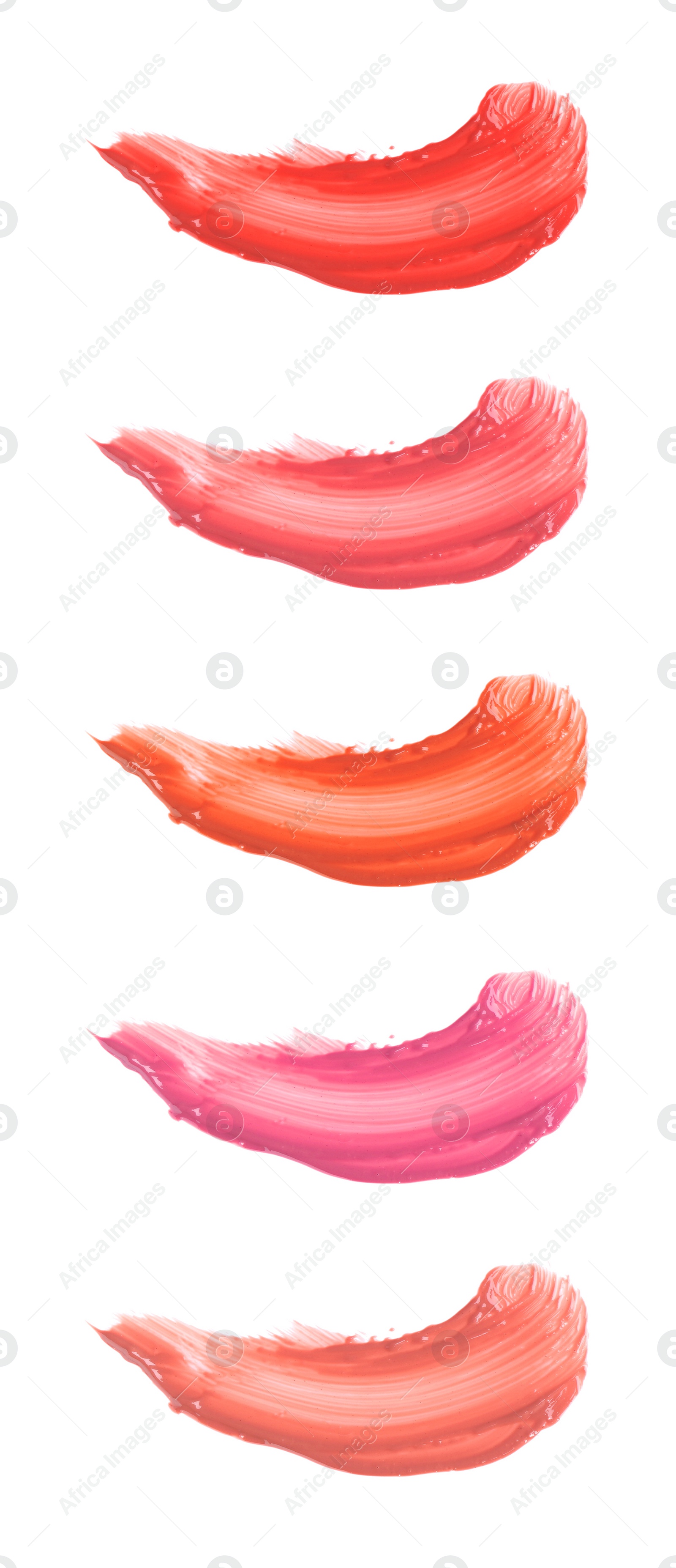 Image of Lip gloss in different colors. Set of smears