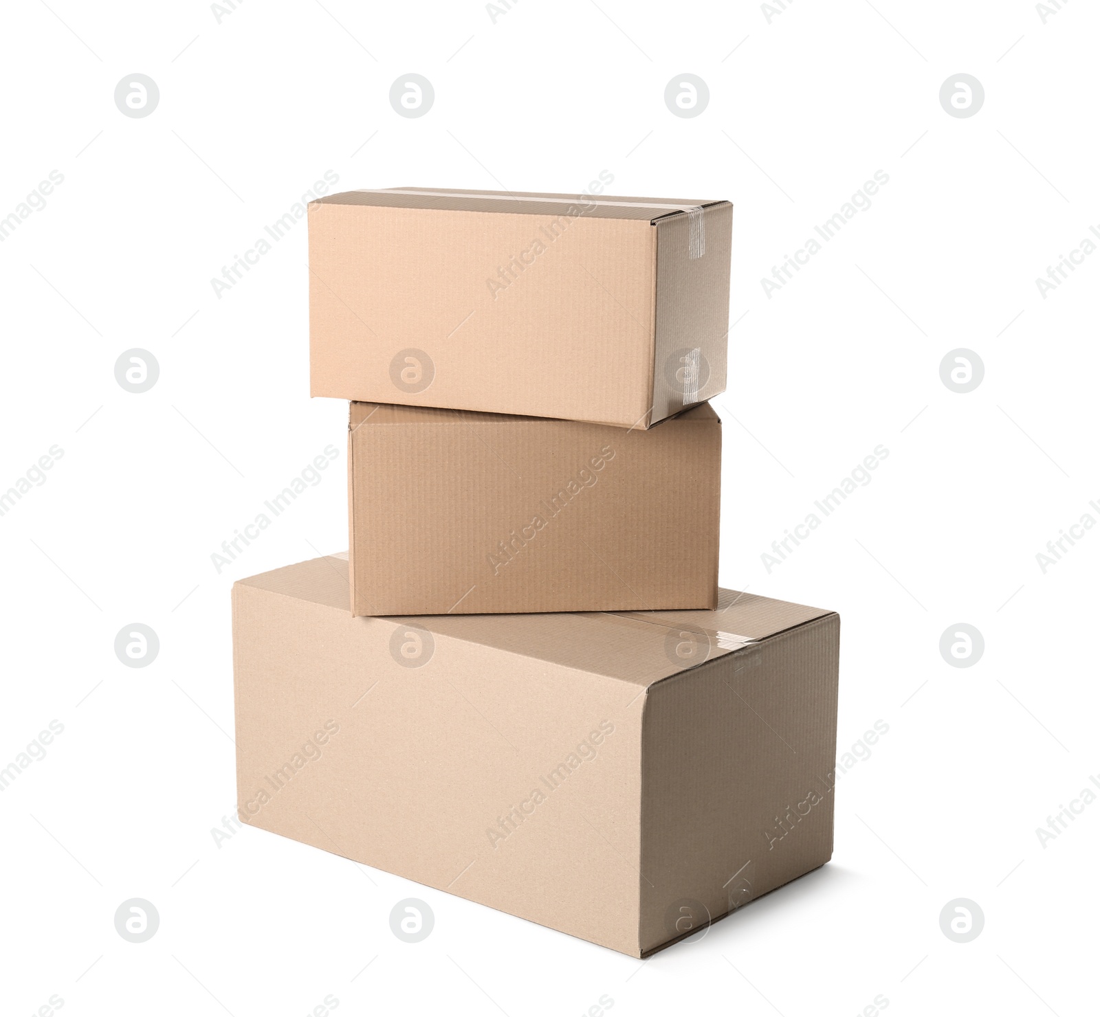 Photo of Cardboard boxes on white background. Mockup for design