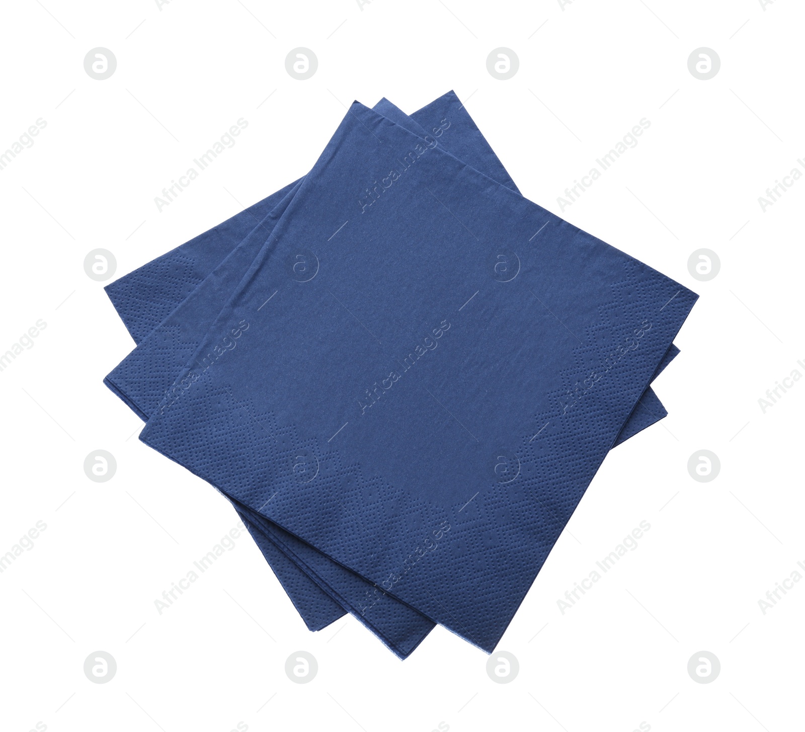 Photo of Blue clean paper tissues on white background, top view