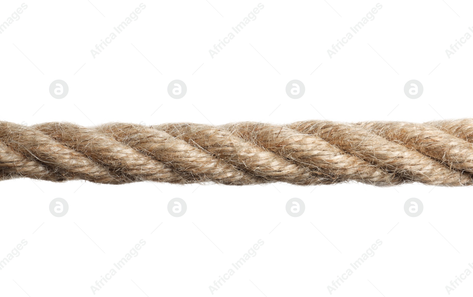 Photo of Strong nautical cotton rope on white background