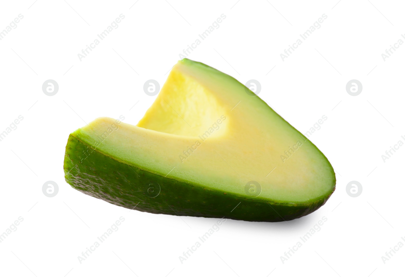 Photo of Slice of ripe avocado isolated on white